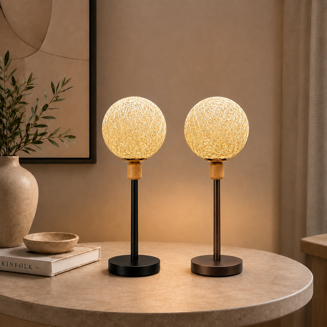 Woven Globe Table Lamp