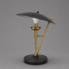 Wide Black Metal Shade Table Lamp
