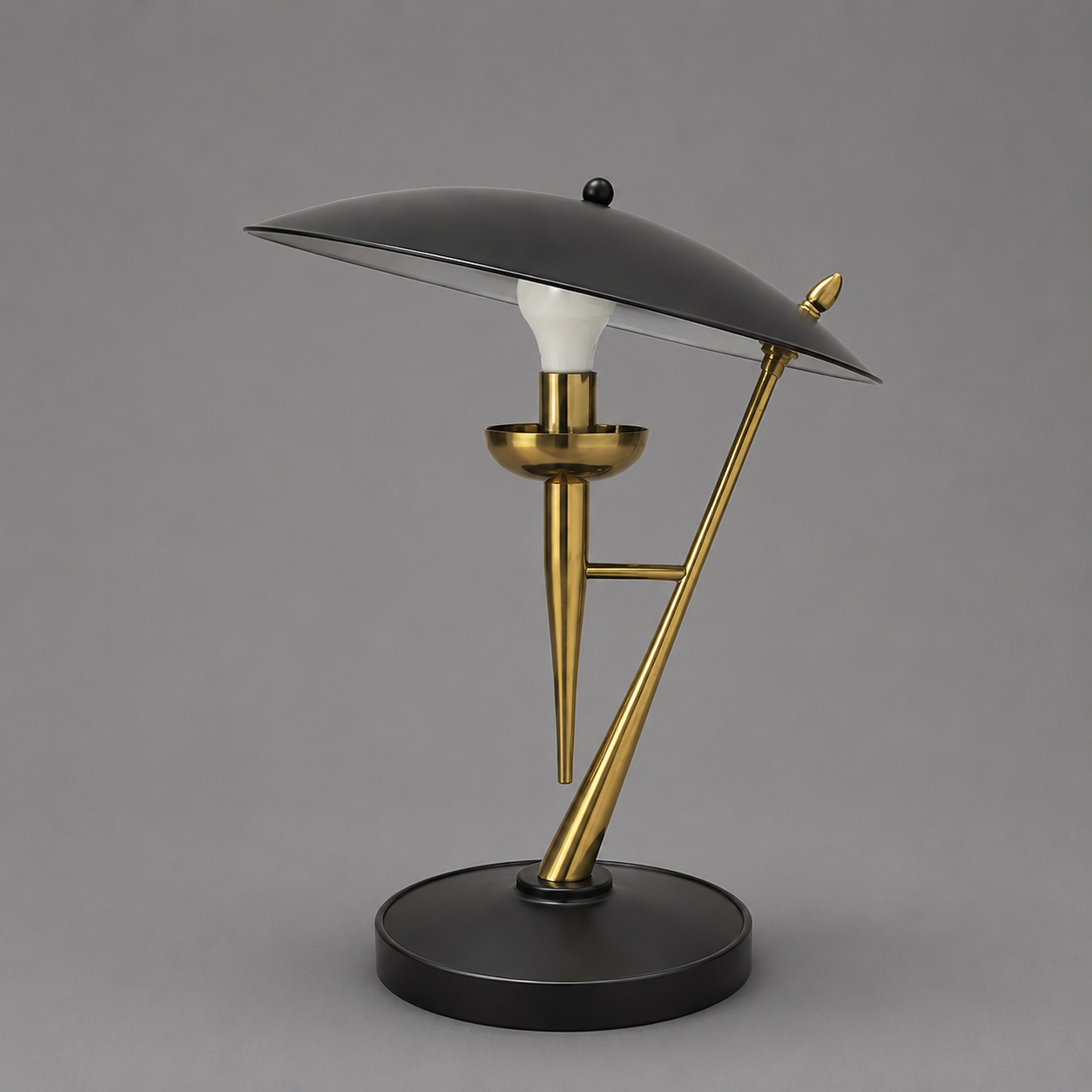 Wide Black Metal Shade Table Lamp