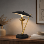 Wide Black Metal Shade Table Lamp