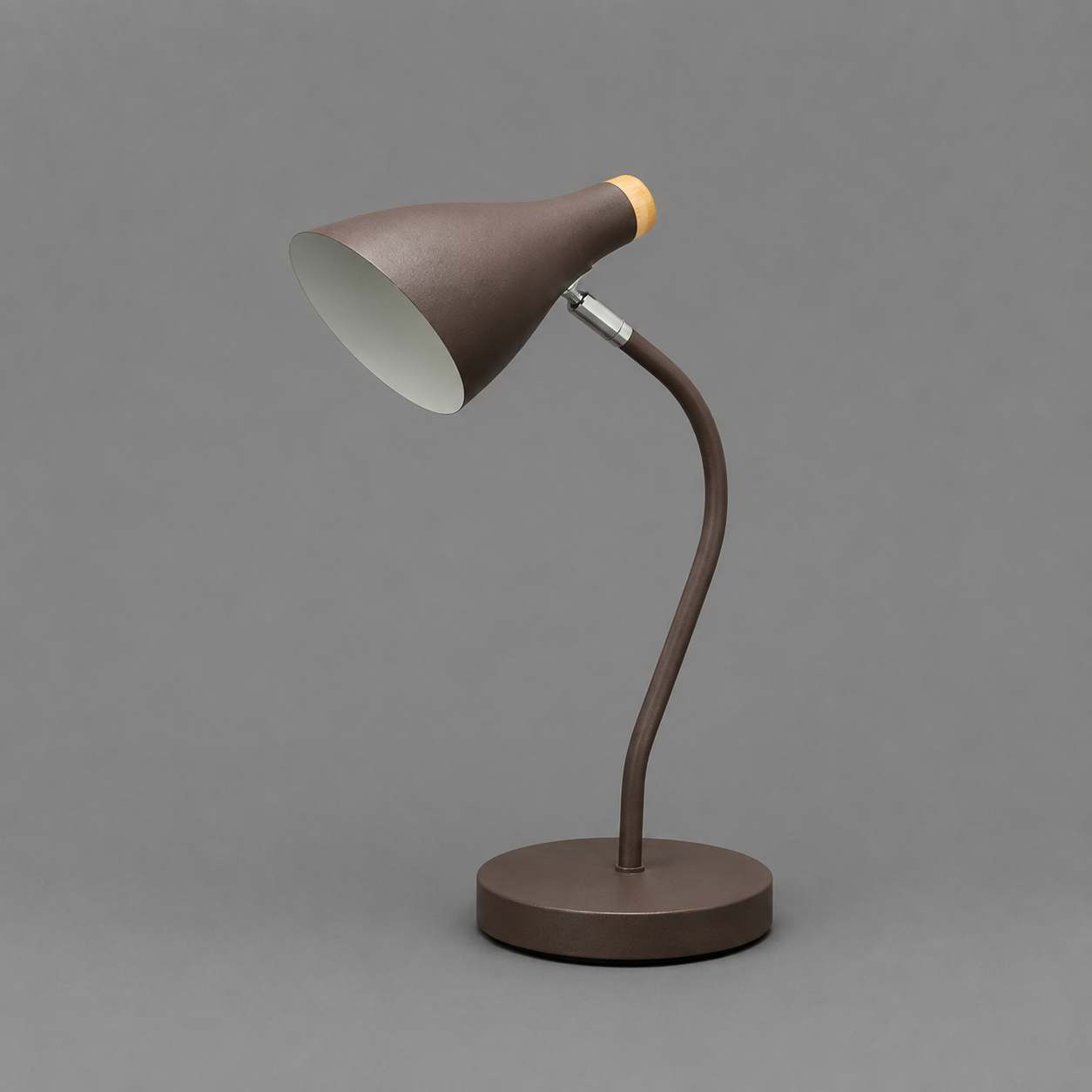 Curved Coffee Stem Cone Shade Table Lamp