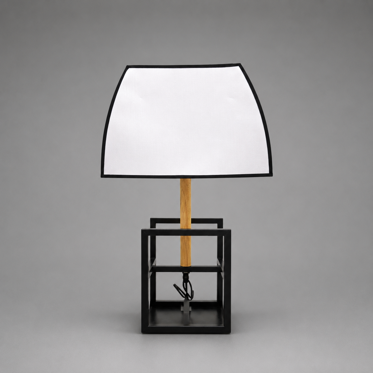 Geometric Black Frame Table Lamp with White Shade